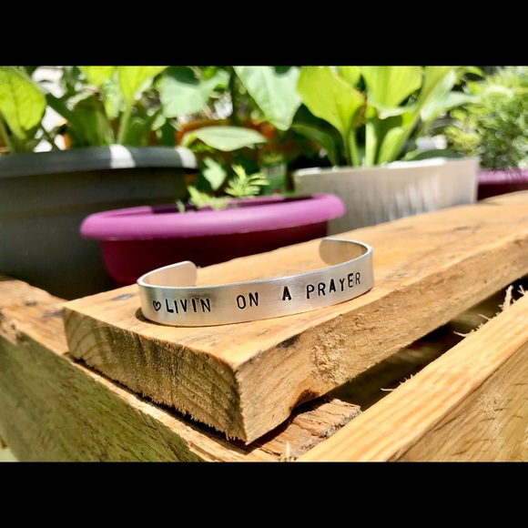 Hand stamped adjustable metal cuff bracelet